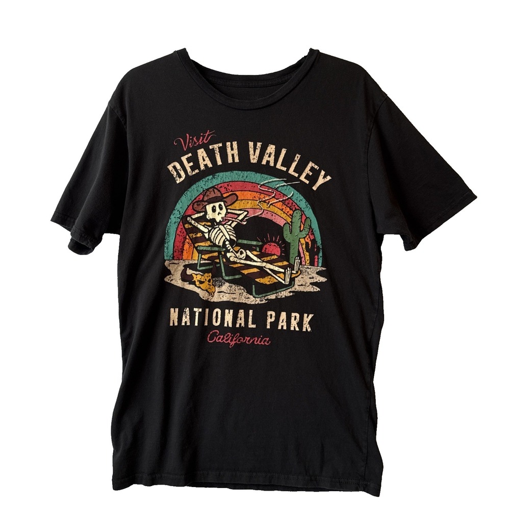 National Parks Society Visit Death Valley Skeleton Graphic Men's T Shirt M Retro